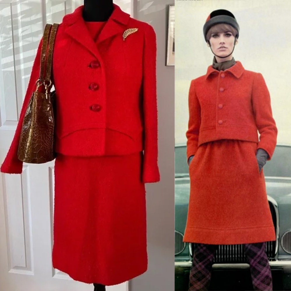 Vintage 1960s cherry red 3 piece suit